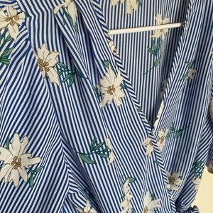 Sienna Sky Blue Striped Floral Top